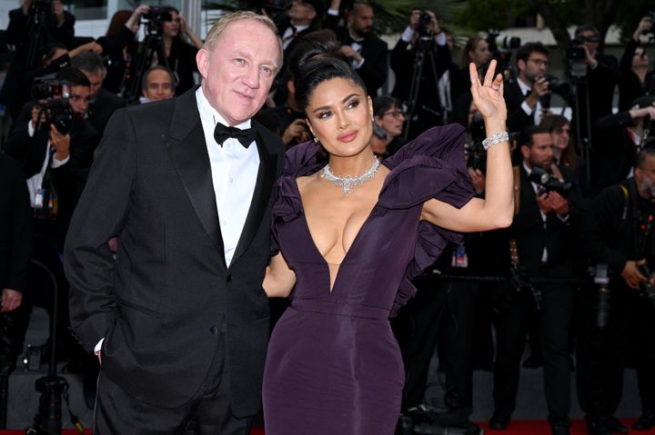 François-Henri Pinault and Salma Hayek attend the "Killers of the Flower Moon" red carpet in May.