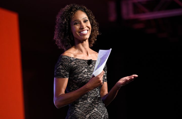 Sage Steele speaks at the 15th annual High School Athlete of the Year Awards at the Ritz-Carlton Hotel on Tuesday, July 11, 2017, in Marina del Rey, California. She recently announced that she's leaving ESPN. 