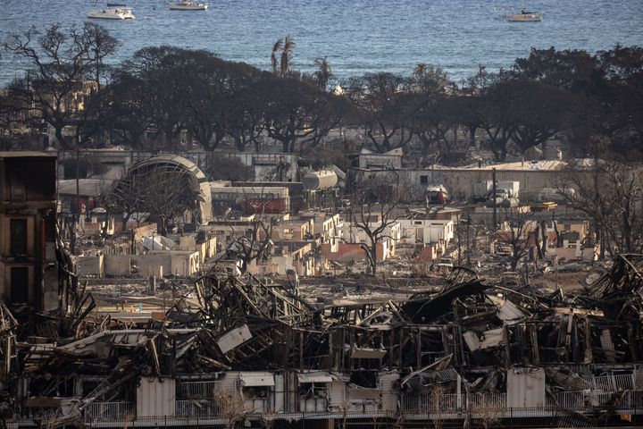 火災で大部分が消失したマウイ島ラハイナ（2023年8月14日）