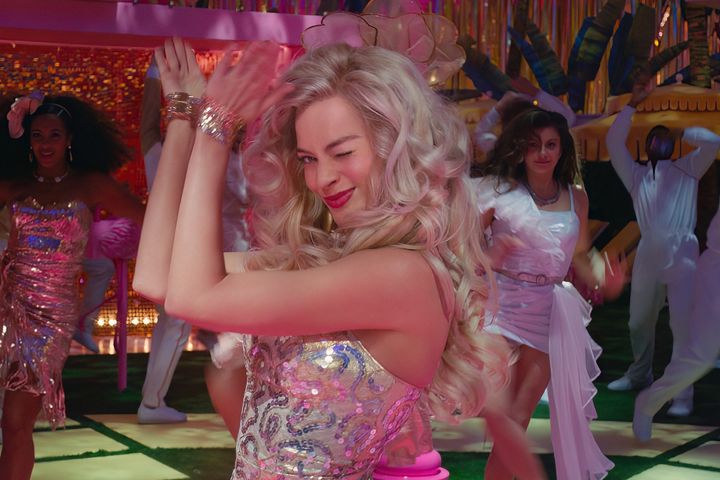 Margot Robbie dancing to Dance The Night in the Barbie movie