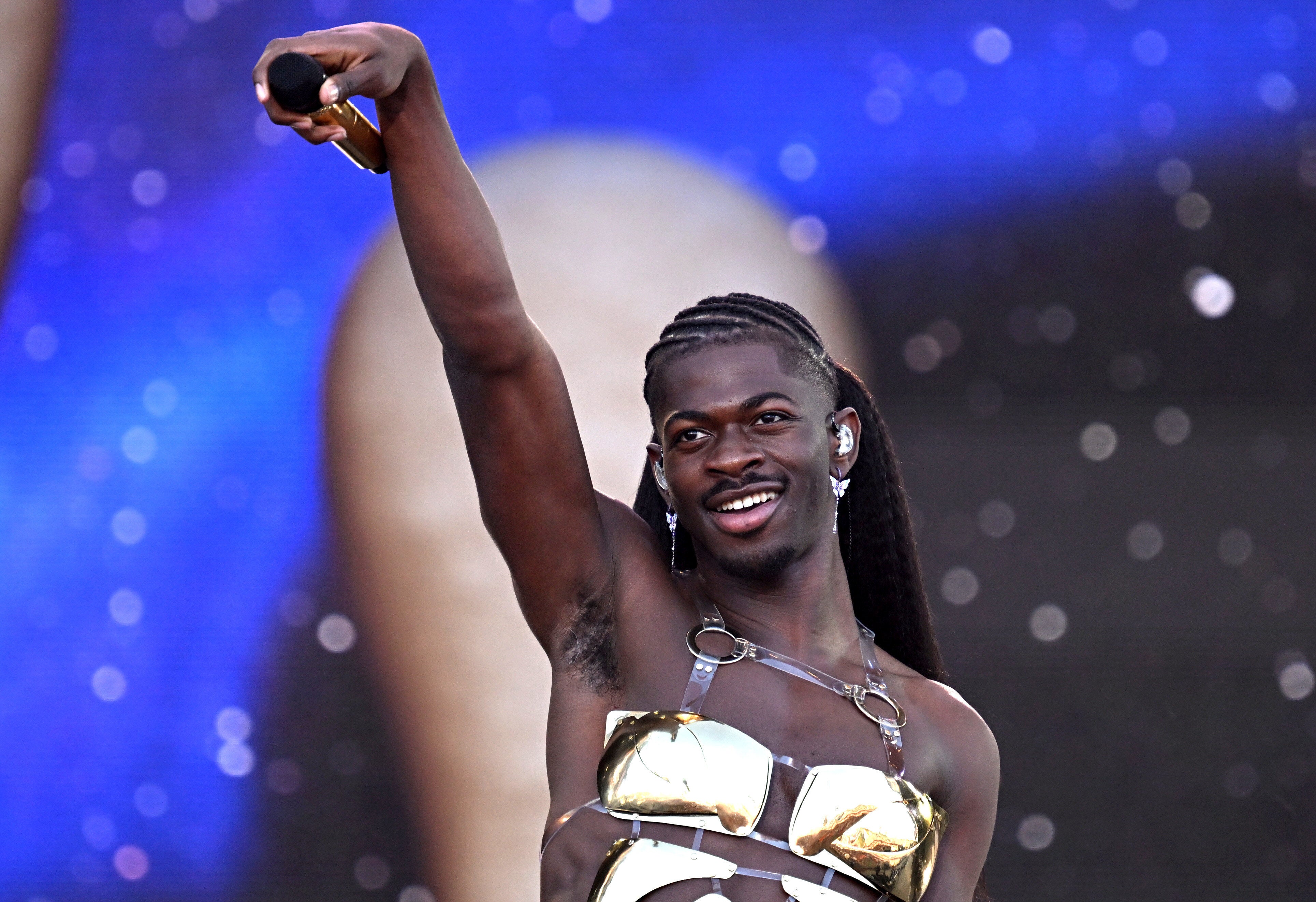 Leon Neal via Getty Images. Lil Nas X performs onstage during Day 5 of Glastonbury Festival 2023 on June 25, 2023 in Glastonbury, England.