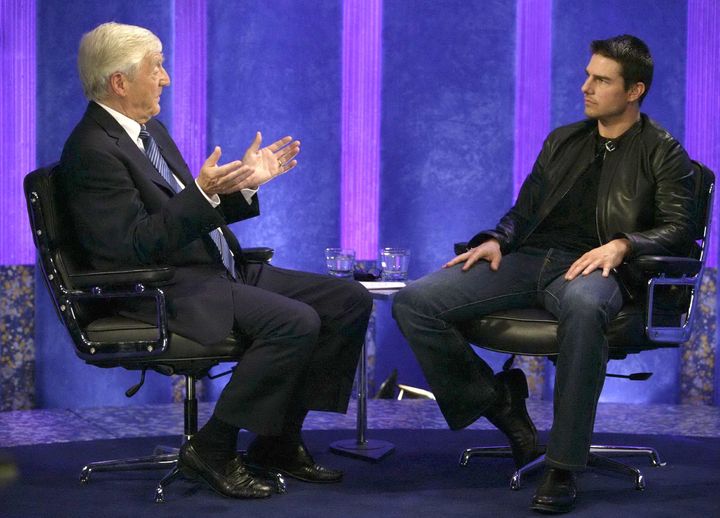 Michael Parkinson with Tom Cruise on his show in 2004