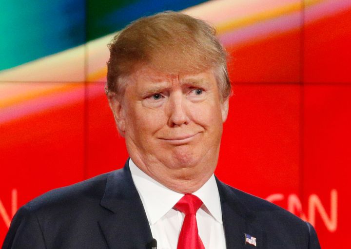 Trump appears at a 2015 Republican presidential debate in Las Vegas.