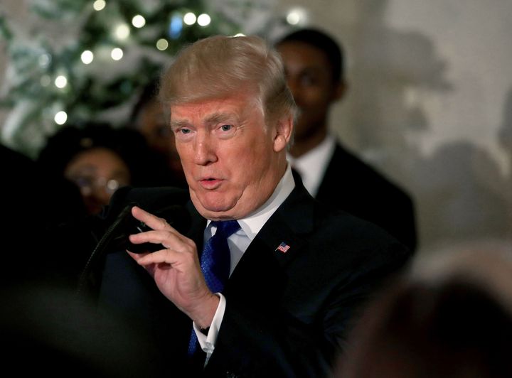 Trump speaks about tax reform at the White House in December 2017. 