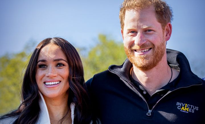 Meghan Markle and Prince Harry, Duke of Sussex attend day two of the Invictus Games in April 2022 in The Hague, Netherlands