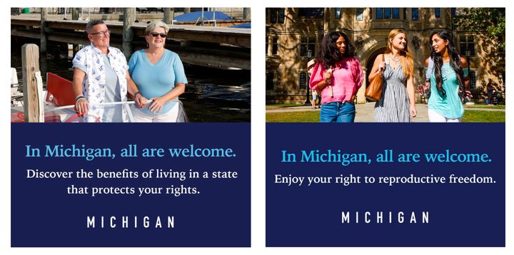 Digital images from a new pro-Michigan economic development campaign that promotes the state as welcoming to all, and protective of personal liberty.