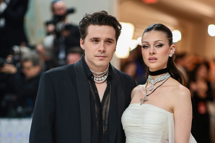 Brooklyn Beckham and Nicola Peltz Beckham attend The 2023 Met Gala on May 1 in New York City.