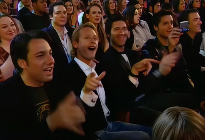 The stars of Queer Eye For The Straight Guy watching the 2003 VMAs