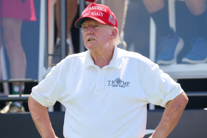 Donald Trump on August 13 at Trump National Golf Club in Bedminster, New Jersey.