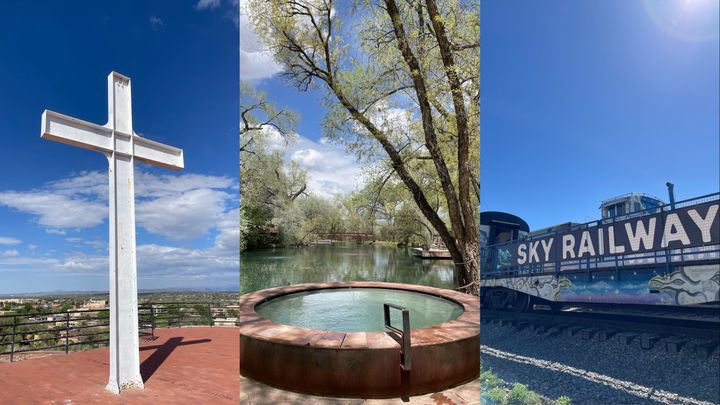 From left: Cross of the Martyrs hike, Ojo Spa & Resort, and Sky Railway.