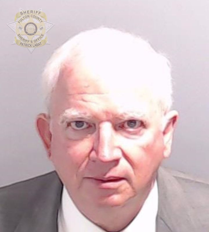 In this image provided by the Fulton County Sheriff's Office, John Eastman, former lawyer to Donald Trump, is shown in a booking photo taken at his arraignment Tuesday in Atlanta.
