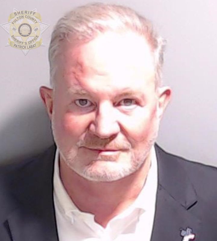 Scott Hall, a bail bondsman facing charges over a voting system breach in early 2021, is shown in his booking photo taken Tuesday in Atlanta and released by the Fulton County Sheriff's Office.