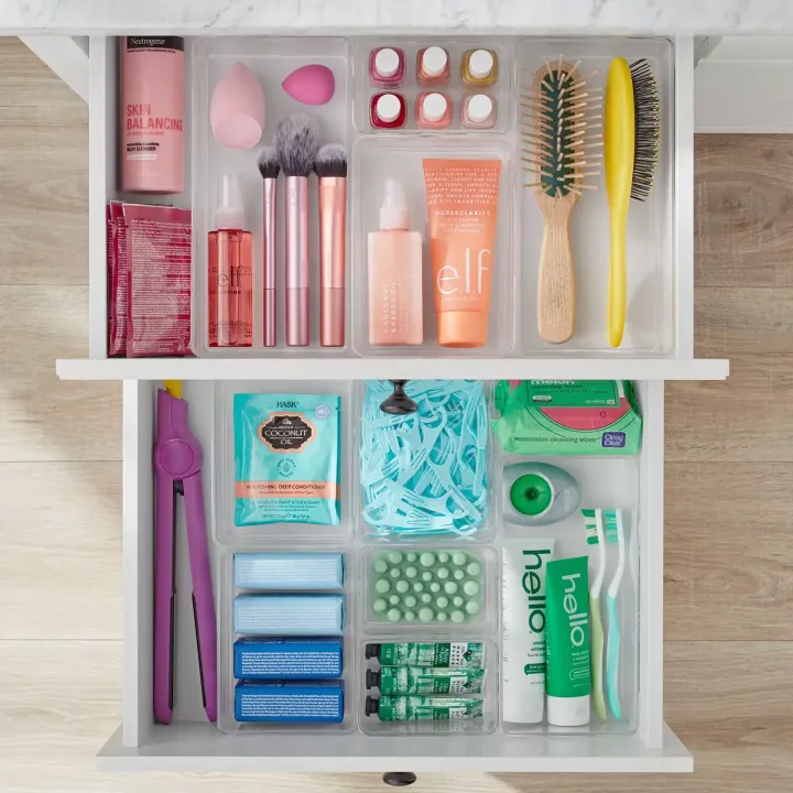 A 10-piece set of inner drawer organizers