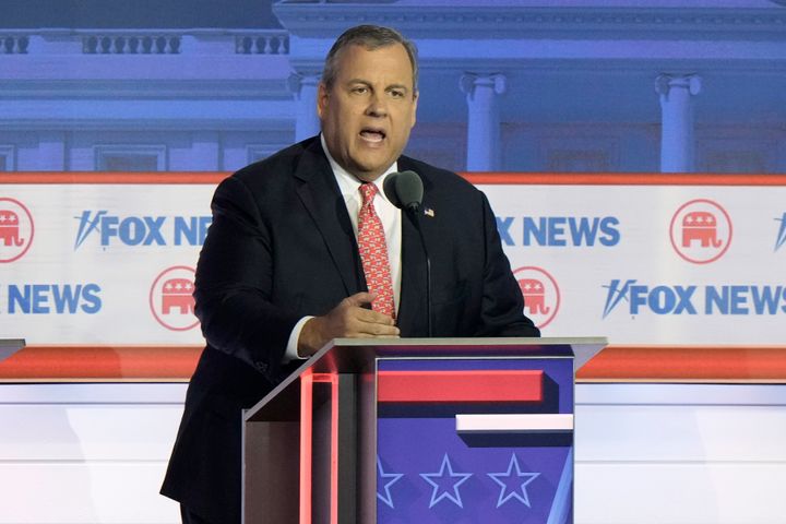 Former New Jersey Gov. Chris Christie speaks during a Republican presidential primary debate hosted by FOX News Channel Wednesday, Aug. 23, 2023, in Milwaukee. (AP Photo/Morry Gash)