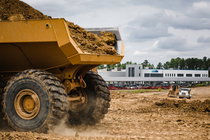 Land is cleared for the expansion of the Qcells facility, where solar panels are manufactured in Dalton, Georgia. The largest solar manufacturing investment in U.S. history followed the passage of President Joe Biden's Inflation Reduction Act.