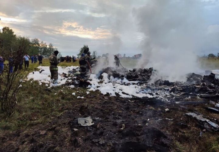 The private jet plunged to the ground near the village of Kuzhenkino, Russia's Tver region.