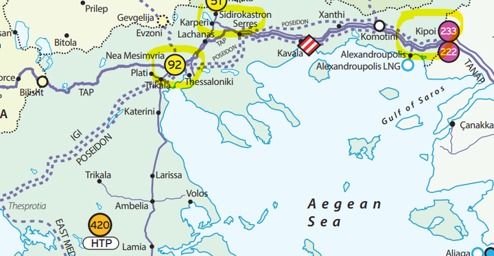 Σημείωση: Σιδηρόκαστρο (29.6 TWh), Νέα Μεσημβρία (16 TWh), Κήποι (2.4 TWh) και σταθμόs αεροποίησης της Ρεβυθούσαs (38 TWh)