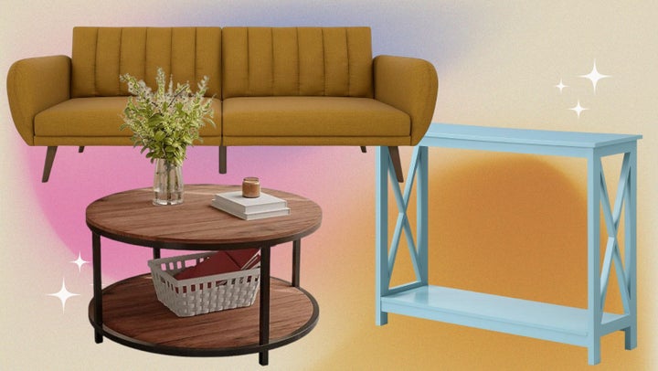 A two-tiered <a href="https://www.amazon.com/Coffee-Surface-Industrial-Furniture-Storage/dp/B0888JVZH4?tag=tessaflores-20&ascsubtag=6500b68fe4b04b2d92881d32%2C-1%2C-1%2Cd%2C0%2C0%2Chp-fil-am%3D0%2C0%3A0%2C0%2C0%2C0" target="_blank" data-affiliate="true" role="link" data-amazon-link="true" rel="sponsored" class=" js-entry-link cet-external-link" data-vars-item-name="coffee table" data-vars-item-type="text" data-vars-unit-name="6500b68fe4b04b2d92881d32" data-vars-unit-type="buzz_body" data-vars-target-content-id="https://www.amazon.com/Coffee-Surface-Industrial-Furniture-Storage/dp/B0888JVZH4?tag=tessaflores-20&ascsubtag=6500b68fe4b04b2d92881d32%2C-1%2C-1%2Cd%2C0%2C0%2Chp-fil-am%3D0%2C0%3A0%2C0%2C0%2C0" data-vars-target-content-type="url" data-vars-type="web_external_link" data-vars-subunit-name="article_body" data-vars-subunit-type="component" data-vars-position-in-subunit="0">coffee table</a>, a midcentury-inspired<a href="https://www.amazon.com/Novogratz-Brittany-Premium-Upholstery-Mustard/dp/B071XJNDVG?tag=tessaflores-20&ascsubtag=6500b68fe4b04b2d92881d32%2C-1%2C-1%2Cd%2C0%2C0%2Chp-fil-am%3D0%2C0%3A0%2C0%2C0%2C0" target="_blank" data-affiliate="true" role="link" data-amazon-link="true" rel="sponsored" class=" js-entry-link cet-external-link" data-vars-item-name=" futon" data-vars-item-type="text" data-vars-unit-name="6500b68fe4b04b2d92881d32" data-vars-unit-type="buzz_body" data-vars-target-content-id="https://www.amazon.com/Novogratz-Brittany-Premium-Upholstery-Mustard/dp/B071XJNDVG?tag=tessaflores-20&ascsubtag=6500b68fe4b04b2d92881d32%2C-1%2C-1%2Cd%2C0%2C0%2Chp-fil-am%3D0%2C0%3A0%2C0%2C0%2C0" data-vars-target-content-type="url" data-vars-type="web_external_link" data-vars-subunit-name="article_body" data-vars-subunit-type="component" data-vars-position-in-subunit="1"> futon</a> and a <a href="https://www.amazon.com/Convenience-Concepts-203099SF-Oxford-Console/dp/B07D6W2DCY?tag=tessaflores-20&ascsubtag=6500b68fe4b04b2d92881d32%2C-1%2C-1%2Cd%2C0%2C0%2Chp-fil-am%3D0%2C0%3A0%2C0%2C0%2C0" target="_blank" data-affiliate="true" role="link" data-amazon-link="true" rel="sponsored" class=" js-entry-link cet-external-link" data-vars-item-name="console table" data-vars-item-type="text" data-vars-unit-name="6500b68fe4b04b2d92881d32" data-vars-unit-type="buzz_body" data-vars-target-content-id="https://www.amazon.com/Convenience-Concepts-203099SF-Oxford-Console/dp/B07D6W2DCY?tag=tessaflores-20&ascsubtag=6500b68fe4b04b2d92881d32%2C-1%2C-1%2Cd%2C0%2C0%2Chp-fil-am%3D0%2C0%3A0%2C0%2C0%2C0" data-vars-target-content-type="url" data-vars-type="web_external_link" data-vars-subunit-name="article_body" data-vars-subunit-type="component" data-vars-position-in-subunit="2">console table</a>.