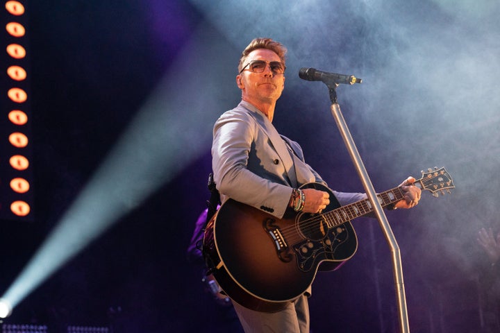 Ronan Keating on stage last month