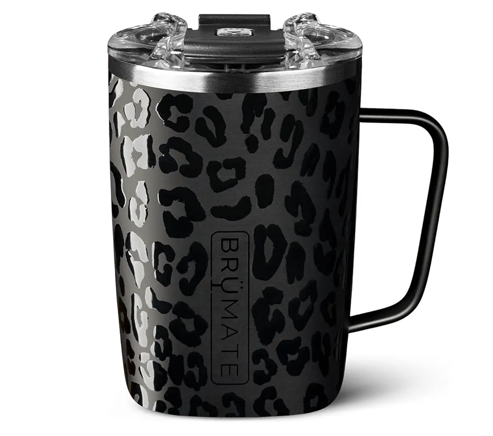 BruMate toddy mug onyx leopard