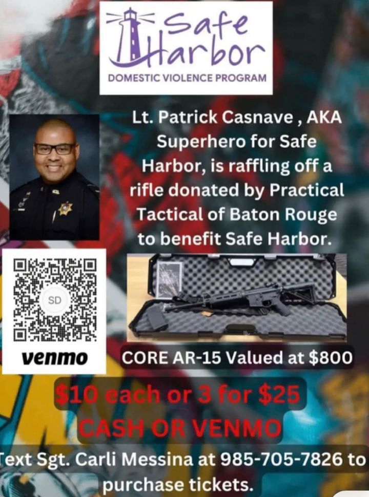 An image of the flyer advertising a raffle for the AR-15-style rifle.