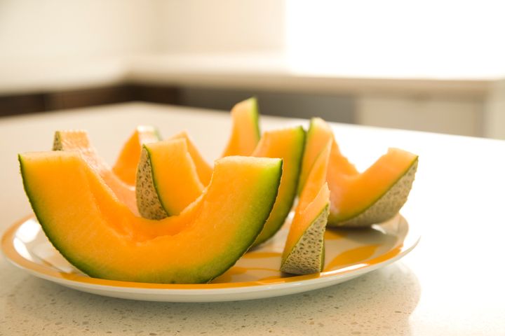 Those grooves in a cantaloupe's skin can harbor bacteria.