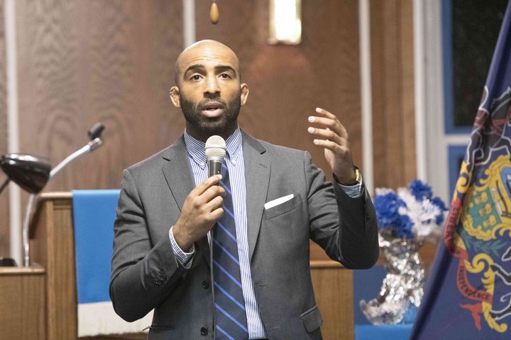 Harrison Floyd speaks at a roundtable discussion at the First Immanuel Baptist Church in Philadelphia, Jan. 16, 2020.