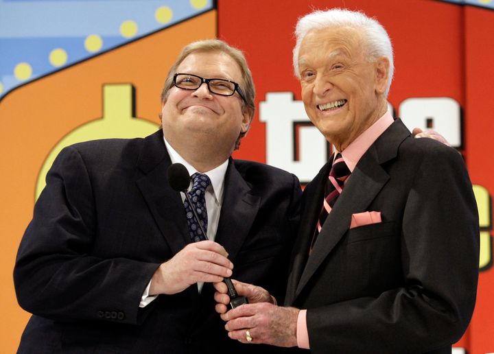 Drew Carey, left, with Bob Barker at the CBS Studio Center in Los Angeles in 2009.