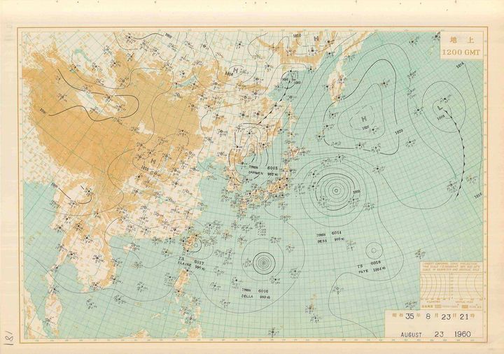 1960年（昭和35年）8月23日21時の天気図