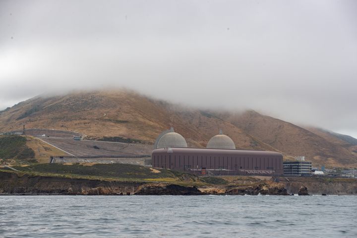 View from offshore Pacific Gas and Electric's Diablo Canyon Power Plant, the only operating nuclear powered plant in California. The plant had been scheduled to be the next traditional nuclear station shut down in the U.S., but was saved as part of a frantic effort by U.S. officials to prevent more atomic plant closures, which have led to an increase in fossil fuel use and blackouts virtually everywhere.