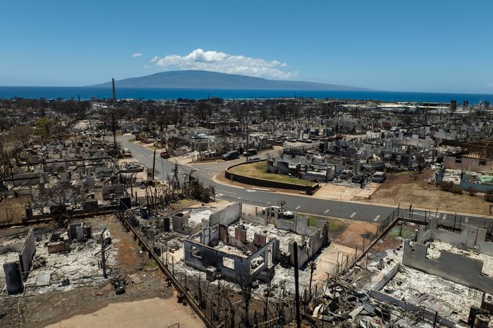 A general view shows the aftermath of a devastating wildfire in Lahaina, Hawaii, Tuesday, August 22, 2023.