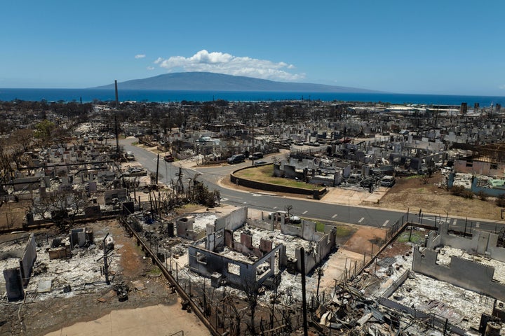 A general view shows the aftermath of a devastating wildfire in Lahaina, Hawaii, Tuesday, August 22, 2023.