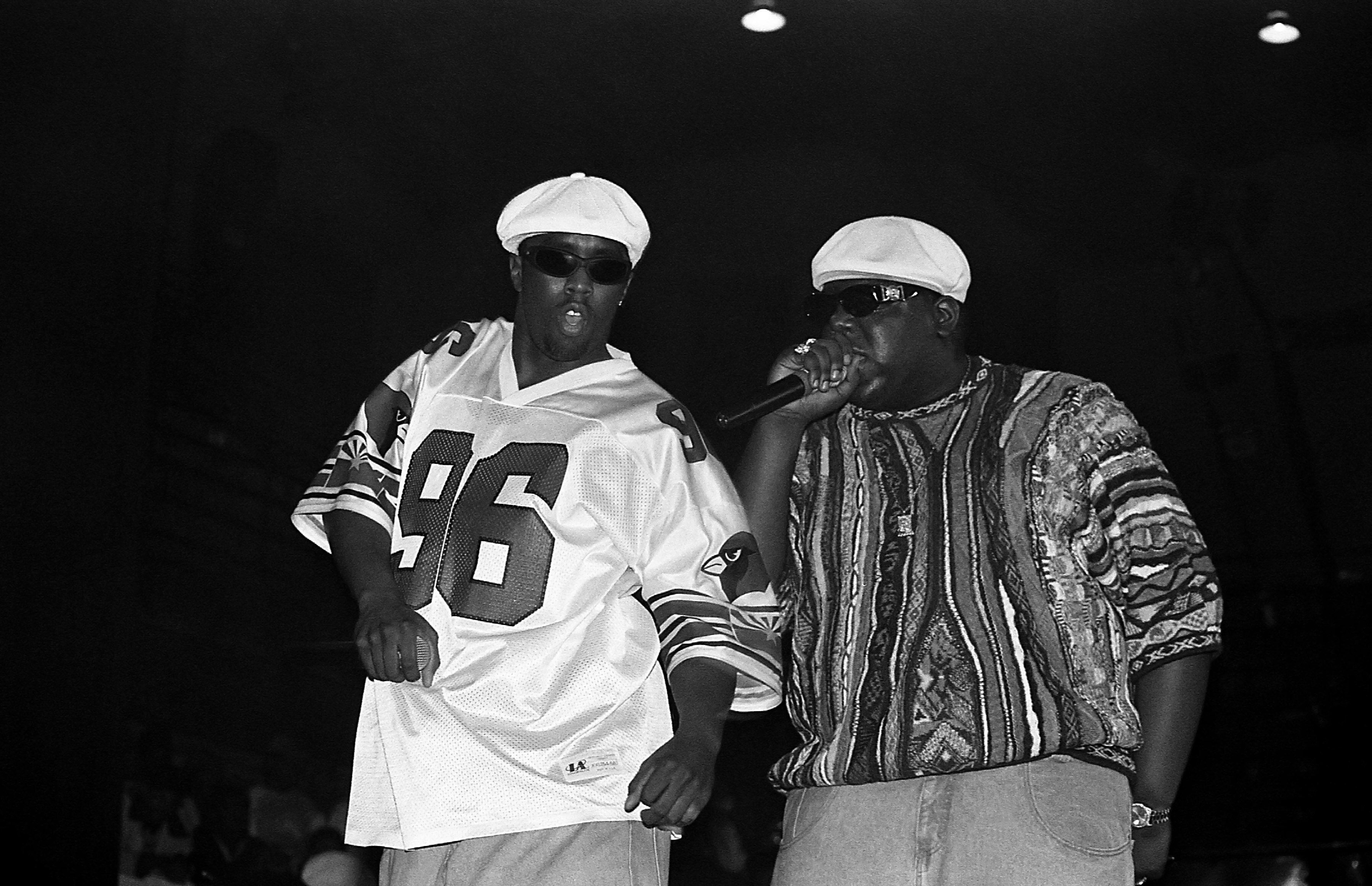 Rappers Sean 'Puffy' Combs and Notorious B.I.G, performs at the International Amphitheatre in Chicago, Illinois in April 1995. Credit: Raymond Boyd/Getty Images