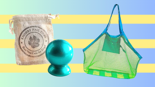 Dog nail file and mesh beach bag.