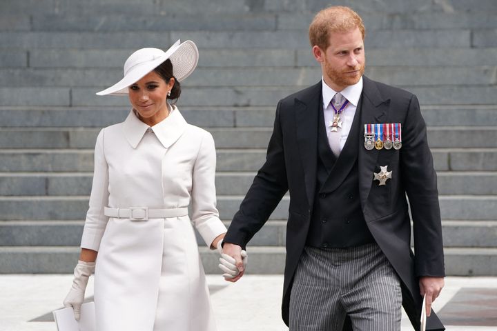 Meghan Markle and Prince Harry pictured during Queen Elizabeth II's Jubilee in 2022