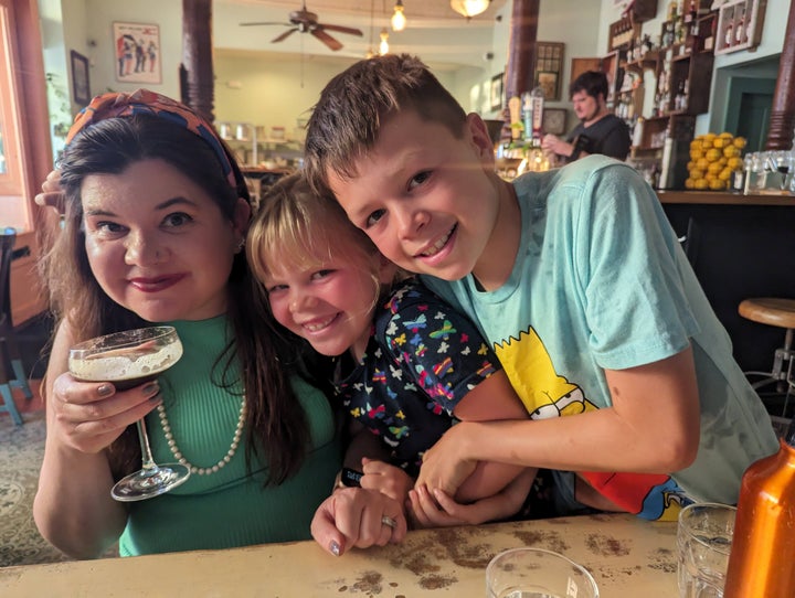 The author is pictured with her two children.