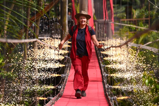 Sue leaving the I'm A Celebrity camp in November 2022