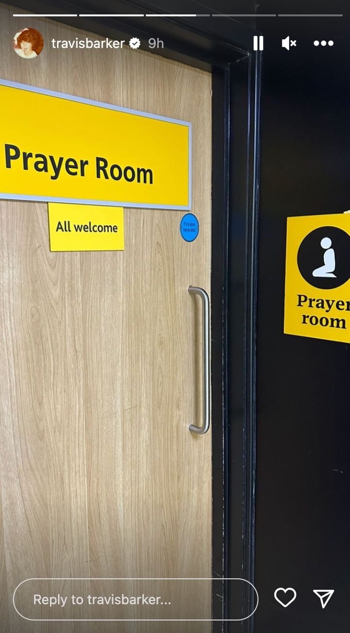 Travis Barker posted a picture of a prayer room on social media