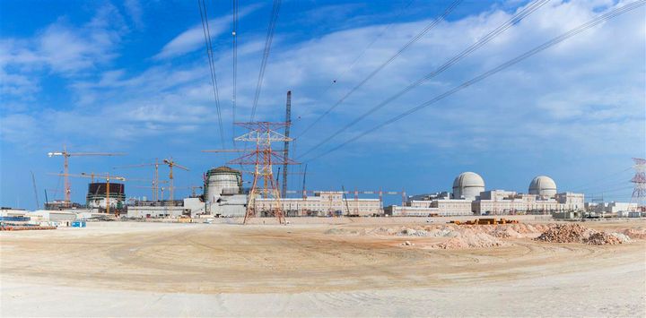 This undated photograph, released by the United Arab Emirates' state-run WAM news agency, shows the under-construction Barakah nuclear power plant in Abu Dhabi's Western desert.