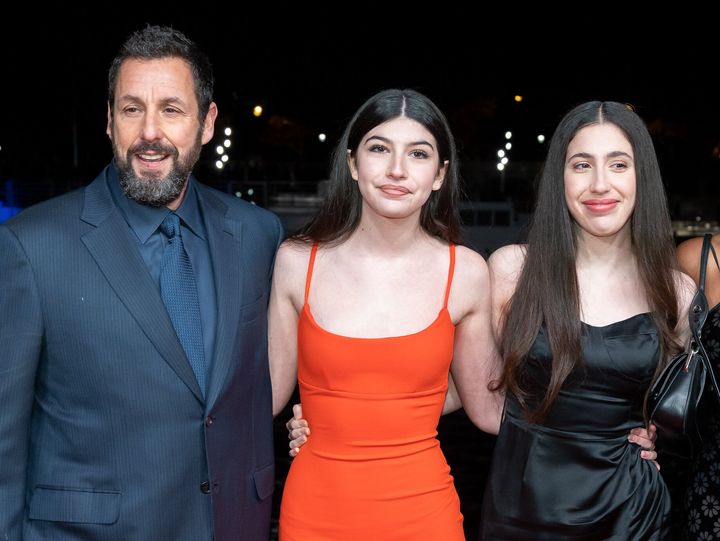 Adam Sandler, Sunny Sandler (center) and Sadie Madison Sandler attend the "Murder Mystery 2" photo call in March.