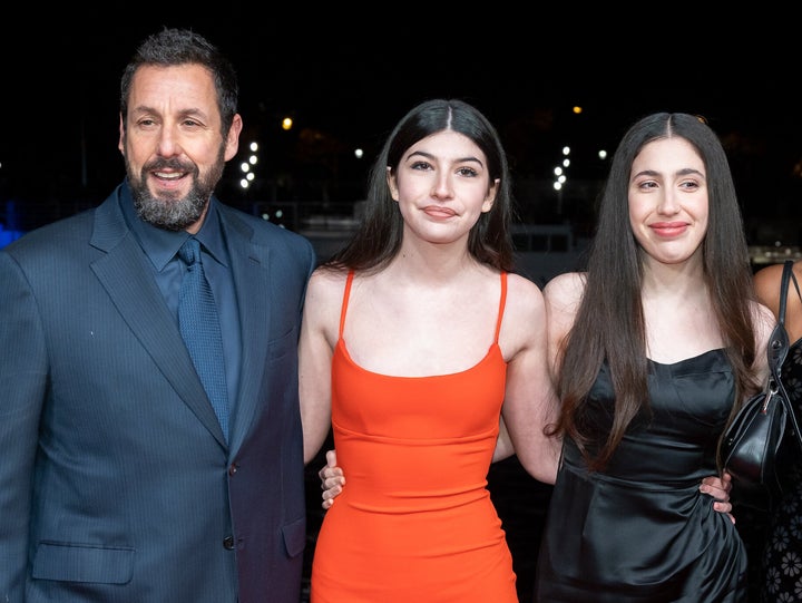 Adam Sandler, Sunny Sandler (center) and Sadie Madison Sandler attend the "Murder Mystery 2" photo call in March.