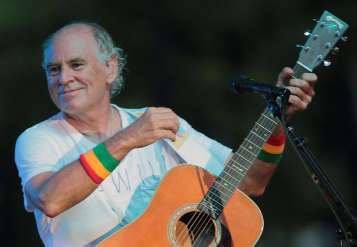 Jimmy Buffett performs at his sister's restaurant in Gulf Shores, Alabama, in 2010.