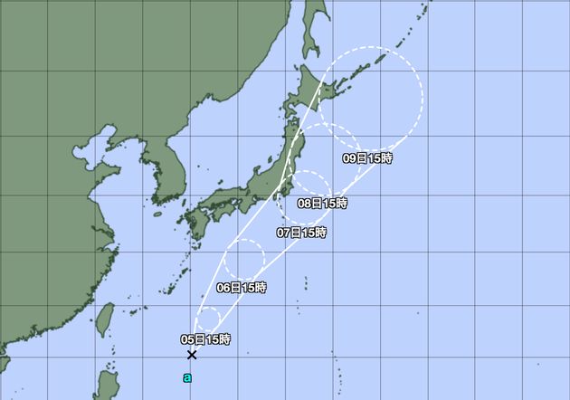 熱帯低気圧の予想進路図