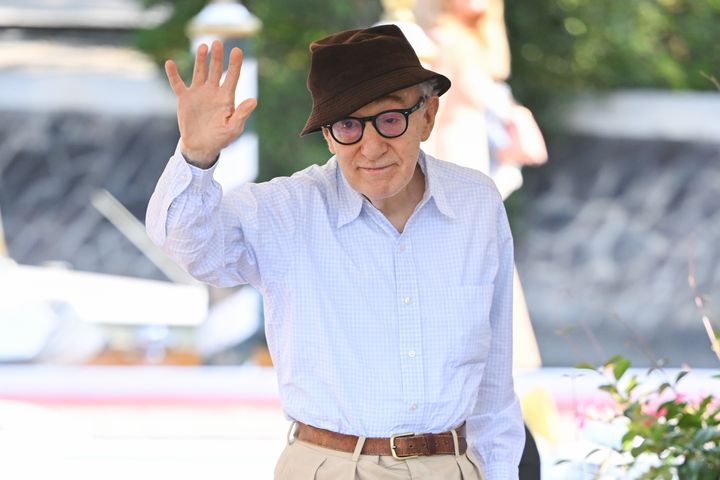 Woody Allen arrives at the 80th Venice International Film Festival in Italy on Sunday.
