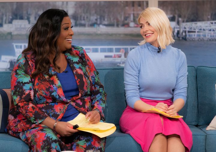 Alison Hammond and Holly Willoughby on the This Morning sofa in March