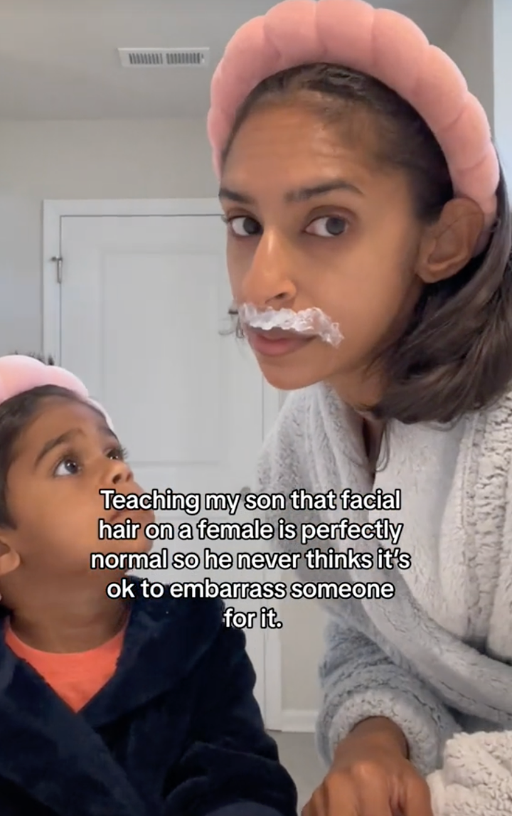 Desai's video about normalizing female facial hair is particularly popular. "I thank you for this from the bottom of my heart, from someone who was constantly bullied for her peach fuzz and hairy arms/legs," one woman wrote in the comments.