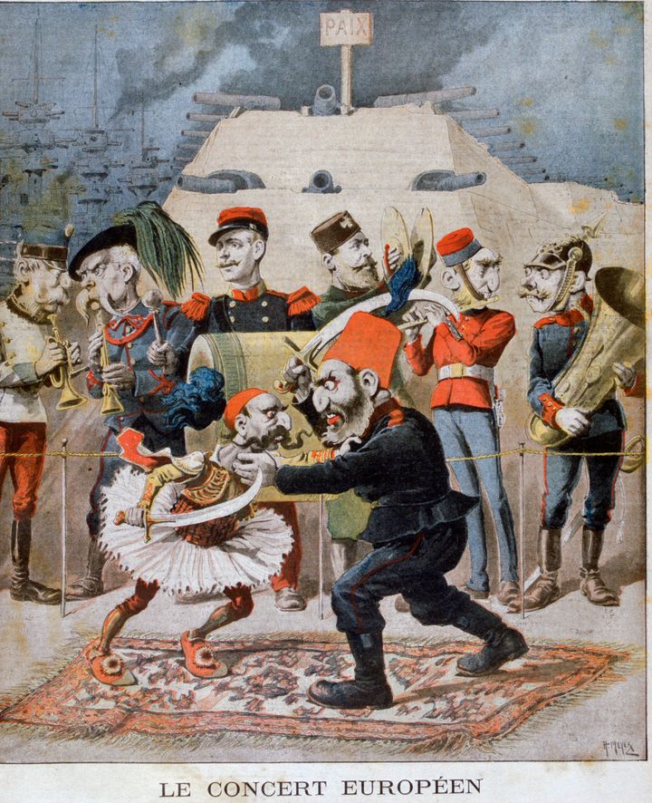 Σατιρικό σκίτσο του Le Petit Journal, με θέμα τον ελληνοτουρκικό πόλεμο του 1897 με τίτλο το Ευρωπαϊκό Κοντσέρτο 