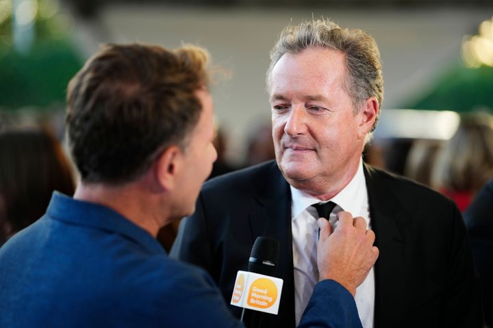 Piers Morgan being interviewed by GMB's Richard Arnold on the NTAs red carpet