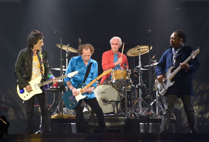Charlie Watts on stage with the rest of the Rolling Stones in 2019