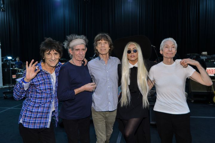 Lady Gaga with the Rolling Stones in 2012